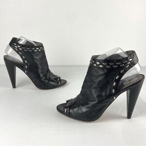 Vince Camuto Avo Women’s Heeled Shoes Silver Studded Black Leather Size 9 Grunge